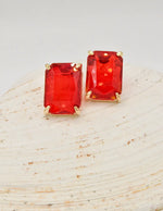 red_gemstone_stud_earrings_gold_frame_statement_jewellery_canada