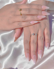 Adjustable open band promise rings in silver and gold