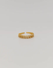 gold adjustable promise ring with sparkling pavé crystals