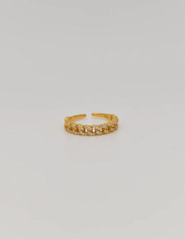 gold adjustable promise ring with sparkling pavé crystals