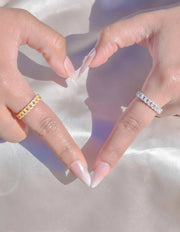 Montreal minimalist jewelry featuring adjustable gold promise ring