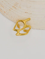 Modern sculpted gold ring with open abstract design, adjustable women’s jewellery Canada