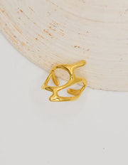 Stylish adjustable gold ring with sculpted curves, minimalist fashion accessory Canada