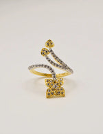 two-tone gold silver adjustable ring with butterfly design for brides
