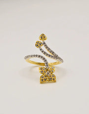 two-tone gold silver adjustable ring with butterfly design for brides