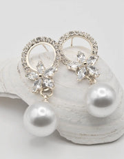 luxury gold crystal bloom earrings with pearl drops montreal minimalist jewellery