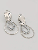 silver dangly earrings with baguette crystal design, timeless canadian jewellery perfect gift for her