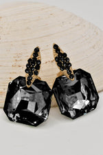 black crystal_luxe_hypoallergenic_earrings featuring oversized faceted gem and studded gold accent – statement hypoallergenic earrings Canada