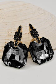 black crystal_luxe_hypoallergenic_earrings featuring oversized faceted gem and studded gold accent – statement hypoallergenic earrings Canada