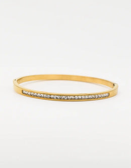 Close-up of crystal bracelet with gold-plated finish