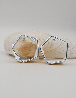 silver hexagon earrings for women minimalist wire design montreal jewellery canada trendy earrings modern clean girl jewelry gift