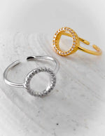 Silver dainty engagement ring with sparkling pavé setting