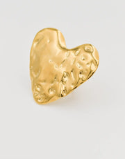 Artistic abstract heart ring styled with minimalist cuff