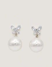 elegant pearl_earrings with crystal butterfly studs clean girl jewellery